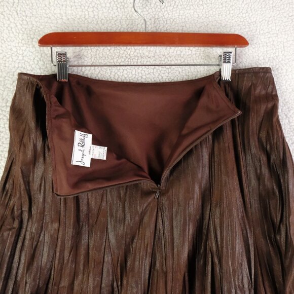 Joseph Ribkoff Skirt Womens 8 Brown Pleated Crinkle A-Line Midi Elegant - Picture 4 of 7